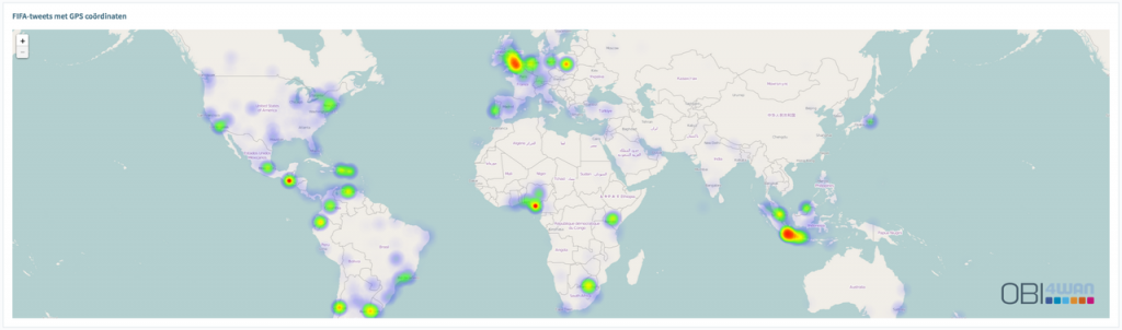 #FIFA Tweets. Wereldwijde Tweets FIFA met GPS coördinaten