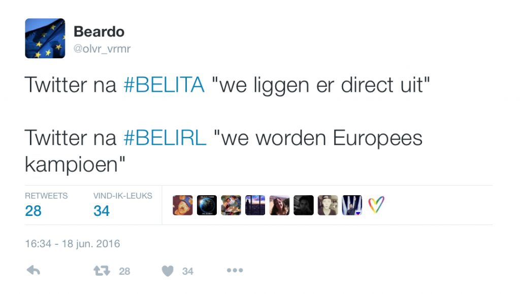 Tweets EURO2016 - #BELITA en #BELIRL